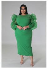 Load image into Gallery viewer, Green Envy Mesh Sleeve Dress
